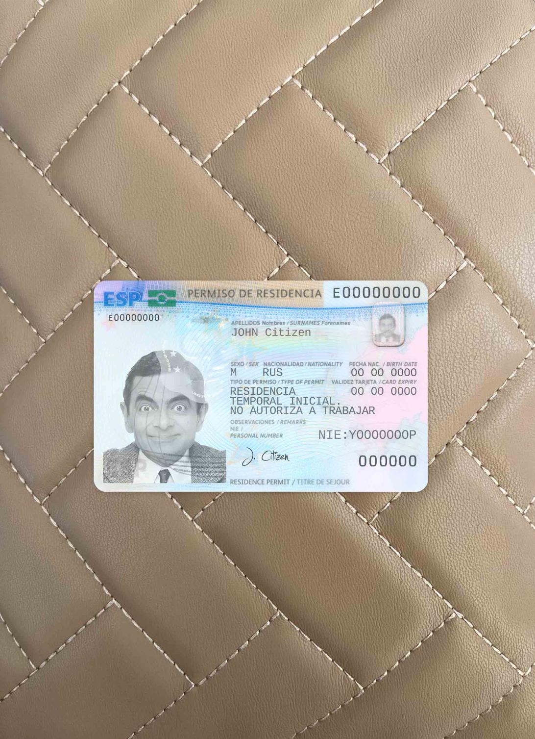 Download Spain residence card photolook FRONT Photoshop template